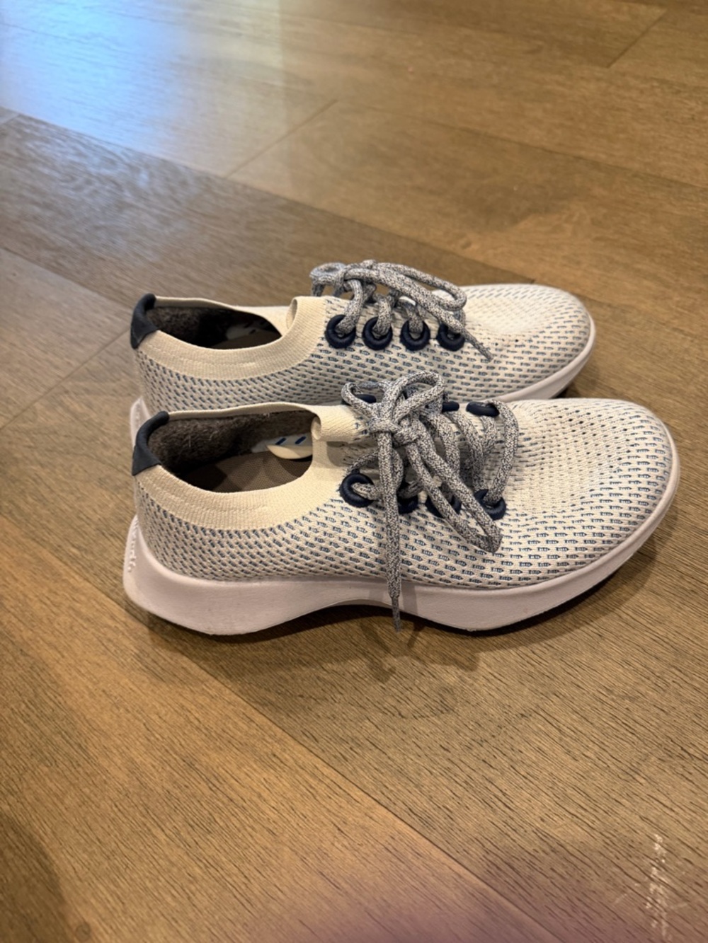 allbirds Women's Cream and Navy Knit Running Shoes